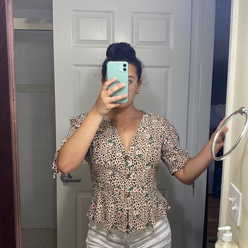 Topshop Floral Leopard top